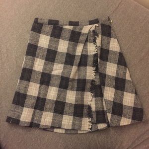 MaxMara Grey Plaid Wool Skirt